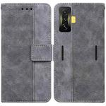 For Xiaomi Poco F4 GT / Redmi K50 Gaming Geometric Embossed Leather Phone Case(Grey)