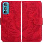 For Motorola Edge 30 Tiger Embossing Pattern Horizontal Flip Leather Phone Case(Red)