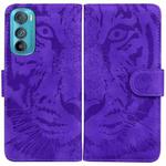 For Motorola Edge 30 Tiger Embossing Pattern Horizontal Flip Leather Phone Case(Purple)