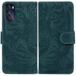 For Motorola Moto G 2022 Tiger Embossing Pattern Horizontal Flip Leather Phone Case(Green)