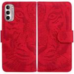 For Motorola Moto G Stylus 4G 2022 Tiger Embossing Pattern Horizontal Flip Leather Phone Case(Red)