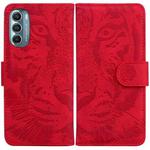 For Motorola Moto G Stylus 5G 2022 Tiger Embossing Pattern Horizontal Flip Leather Phone Case(Red)