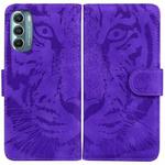 For Motorola Moto G Stylus 5G 2022 Tiger Embossing Pattern Horizontal Flip Leather Phone Case(Purple)