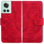 For OnePlus 10R / Ace Tiger Embossing Pattern Horizontal Flip Leather Phone Case(Red)