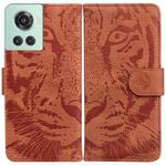 For OnePlus 10R / Ace Tiger Embossing Pattern Horizontal Flip Leather Phone Case(Brown)