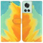 For OnePlus 10R / Ace Watercolor Pattern Leather Phone Case(Autumn Leaf)