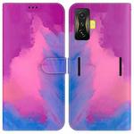 For Xiaomi Poco F4 GT / Redmi K50 Gaming Watercolor Pattern Leather Phone Case(Purple Red)