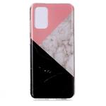 For Galaxy S20+ Marble Pattern Soft TPU Protective Case(Pink Black Color Matching)