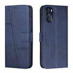 For Motorola Moto G 5G 2022 Stitching Calf Texture Buckle Leather Phone Case(Blue)