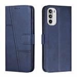 For Motorola Moto G52 Stitching Calf Texture Buckle Leather Phone Case(Blue)