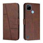 For OPPO Realme C21Y / C25Y Stitching Calf Texture Buckle Leather Phone Case(Brown)