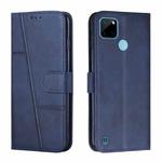 For OPPO Realme C21Y / C25Y Stitching Calf Texture Buckle Leather Phone Case(Blue)