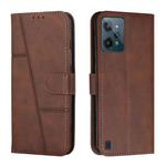 For OPPO Realme C31 4G Stitching Calf Texture Buckle Leather Phone Case(Brown)