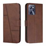 For OPPO Realme C35/Narzo 50A Prime 4G Stitching Calf Texture Buckle Leather Phone Case(Brown)