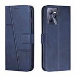 For OPPO Realme C35/Narzo 50A Prime 4G Stitching Calf Texture Buckle Leather Phone Case(Blue)