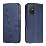 For vivo T1 5G India/Y75 5G Global/Y55 5G Global/Y33S 5G CN/iQOO Z6/iQOO U5 Stitching Calf Texture Buckle Leather Phone Case(Blue)