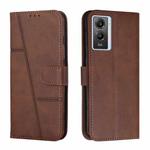 For vivo Y55s 5G Stitching Calf Texture Buckle Leather Phone Case(Brown)