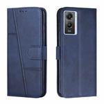 For vivo Y55s 5G Stitching Calf Texture Buckle Leather Phone Case(Blue)
