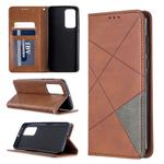 For Huawei P40 Rhombus Texture Horizontal Flip Magnetic Leather Case with Holder & Card Slots & Wallet(Brown)