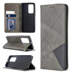 For Huawei P40 Pro Rhombus Texture Horizontal Flip Magnetic Leather Case with Holder & Card Slots & Wallet(Grey)