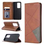 For Huawei P40 Pro Rhombus Texture Horizontal Flip Magnetic Leather Case with Holder & Card Slots & Wallet(Brown)