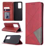 For Huawei P40 Pro Rhombus Texture Horizontal Flip Magnetic Leather Case with Holder & Card Slots & Wallet(Red)