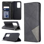 For Huawei P40 Pro Rhombus Texture Horizontal Flip Magnetic Leather Case with Holder & Card Slots & Wallet(Black)