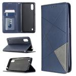 For Galaxy A01 Rhombus Texture Horizontal Flip Magnetic Leather Case with Holder & Card Slots & Wallet(Blue)