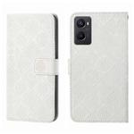For OPPO A96 5G Ethnic Style Embossed Pattern Leather Phone Case(White)