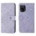 For OPPO Find X5 Pro Ethnic Style Embossed Pattern Leather Phone Case(Purple)