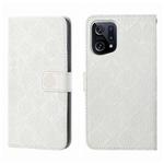 For OPPO Find X5 Pro Ethnic Style Embossed Pattern Leather Phone Case(White)