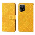 For OPPO Find X5 Pro Ethnic Style Embossed Pattern Leather Phone Case(Yellow)