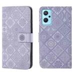 For OPPO Realme 9i Ethnic Style Embossed Pattern Leather Phone Case(Purple)