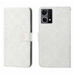 For OPPO Reno7 Ethnic Style Embossed Pattern Leather Phone Case(White)