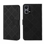 For OPPO Reno7 Ethnic Style Embossed Pattern Leather Phone Case(Black)
