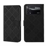 For Xiaomi Poco X4 Pro 5G Ethnic Style Embossed Pattern Leather Phone Case(Black)