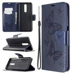 For Xiaomi Redmi K30 Two Butterflies Embossing Pattern Horizontal Flip Leather Case with Holder & Card Slot & Wallet & Lanyard(Dark Blue)