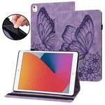 For iPad 10.2 2020 / Air 2019 Big Butterfly Embossed Smart Leather Tablet Case(Purple)