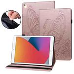 For iPad 10.2 2020 / Air 2019 Big Butterfly Embossed Smart Leather Tablet Case(Rose Gold)