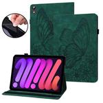 For iPad mini 6 Big Butterfly Embossed Smart Leather Tablet Case(Green)