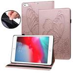 Big Butterfly Embossed Smart Leather Tablet Case For iPad mini 2019 / 4 / 3 / 2 / 1(Rose Gold)