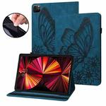 For iPad Pro 11 2022 / 2021 / 2020 / Air 2020 10.9 Big Butterfly Embossed Smart Leather Tablet Case(Blue)
