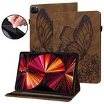 For iPad Pro 11 2022 / 2021 / 2020 / Air 2020 10.9 Big Butterfly Embossed Smart Leather Tablet Case(Brown)