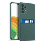 For Samsung Galaxy A33 5G Liquid Silicone Skin Feel Shockproof Phone Case with Card Slot(Dark Green)