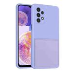 For Samsung Galaxy A23 5G Fine Hole Liquid Silicone Skin Feel Shockproof Phone Case with Card Slot(Light Purple)