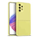 For Samsung Galaxy A53 5G Fine Hole Liquid Silicone Skin Feel Shockproof Phone Case with Card Slot(Yellow)