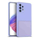 For Samsung Galaxy A53 5G Fine Hole Liquid Silicone Skin Feel Shockproof Phone Case with Card Slot(Light Purple)