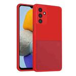 For Samsung Galaxy M23 5G Fine Hole Liquid Silicone Skin Feel Shockproof Phone Case with Card Slot(Red)