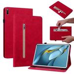 For Huawei MatePad Pro 10.8 2021 / 2018 Skin Feel Solid Color Zipper Leather Tablet Case(Red)