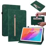 For Huawei MatePad T 10s/Enjoy Tablet 2 Skin Feel Solid Color Zipper Leather Tablet Case(Green)
